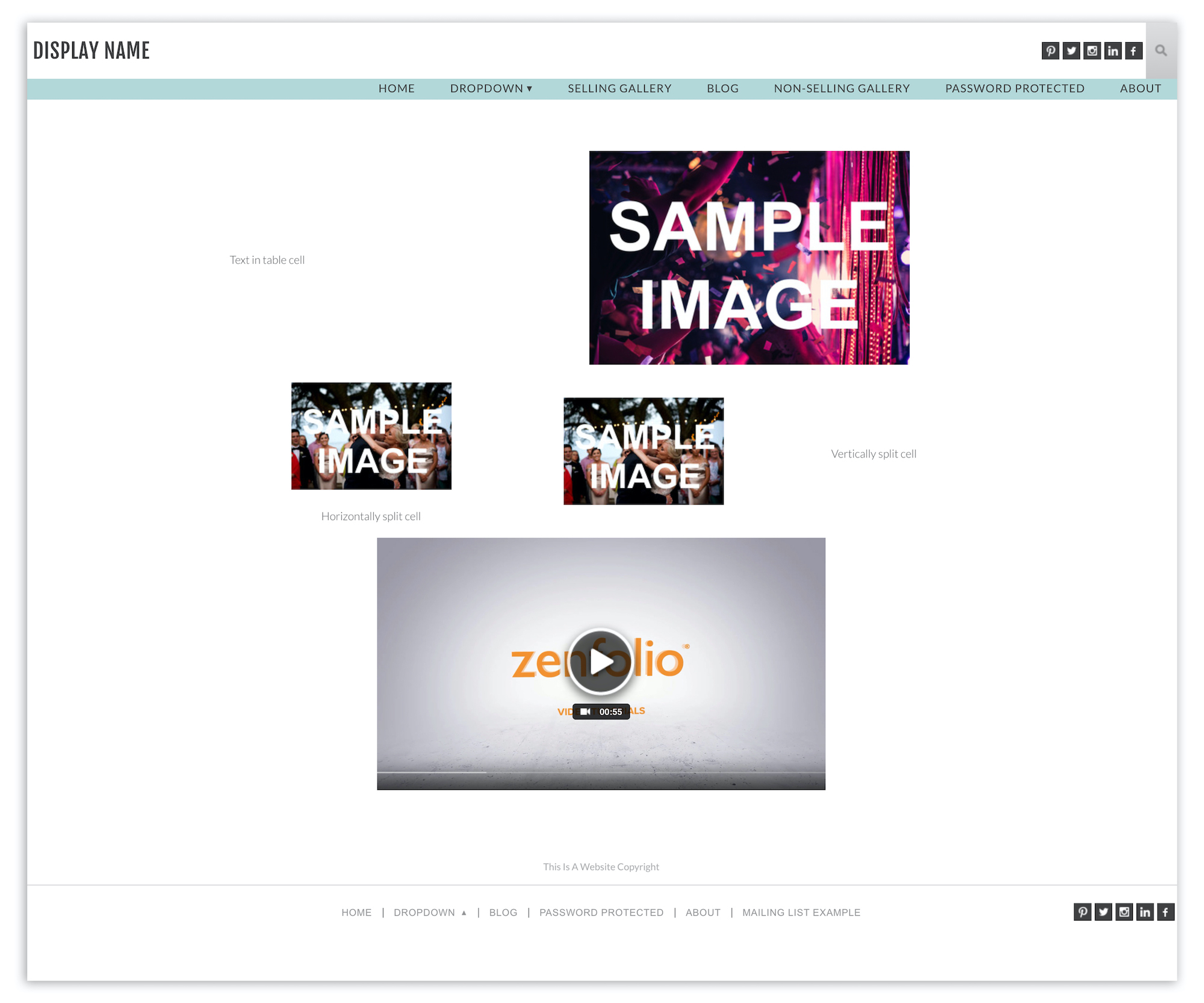 Creating Tables Zenfolio